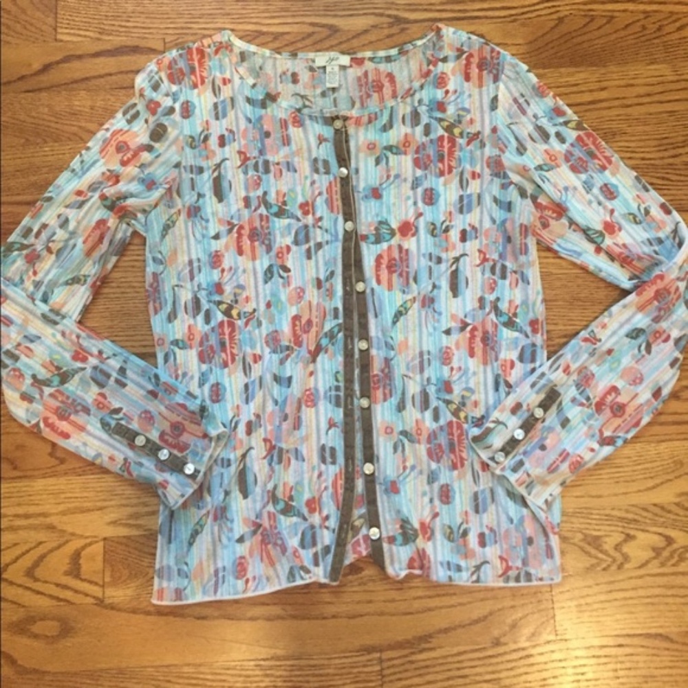 J. Jill Floral Cardigan Flowers Lightweight Small Petite Cottagecore Shabby Chic